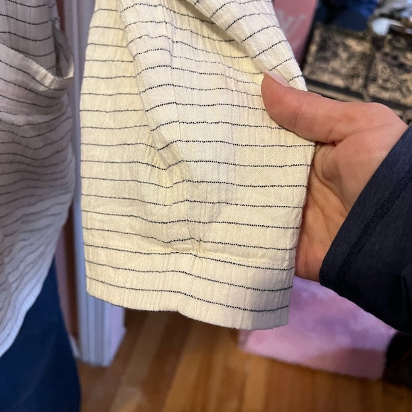 Anthropologie Cartonnier Women's White Double Breasted Striped Blazer Jacket - Picture 7 of 13